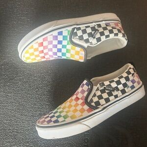 Kids Rainbow Checkered Vans